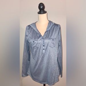Women’s Marmot Gray Hooded Roll Tab Sleeve Activewear Top/Shirt, Large L